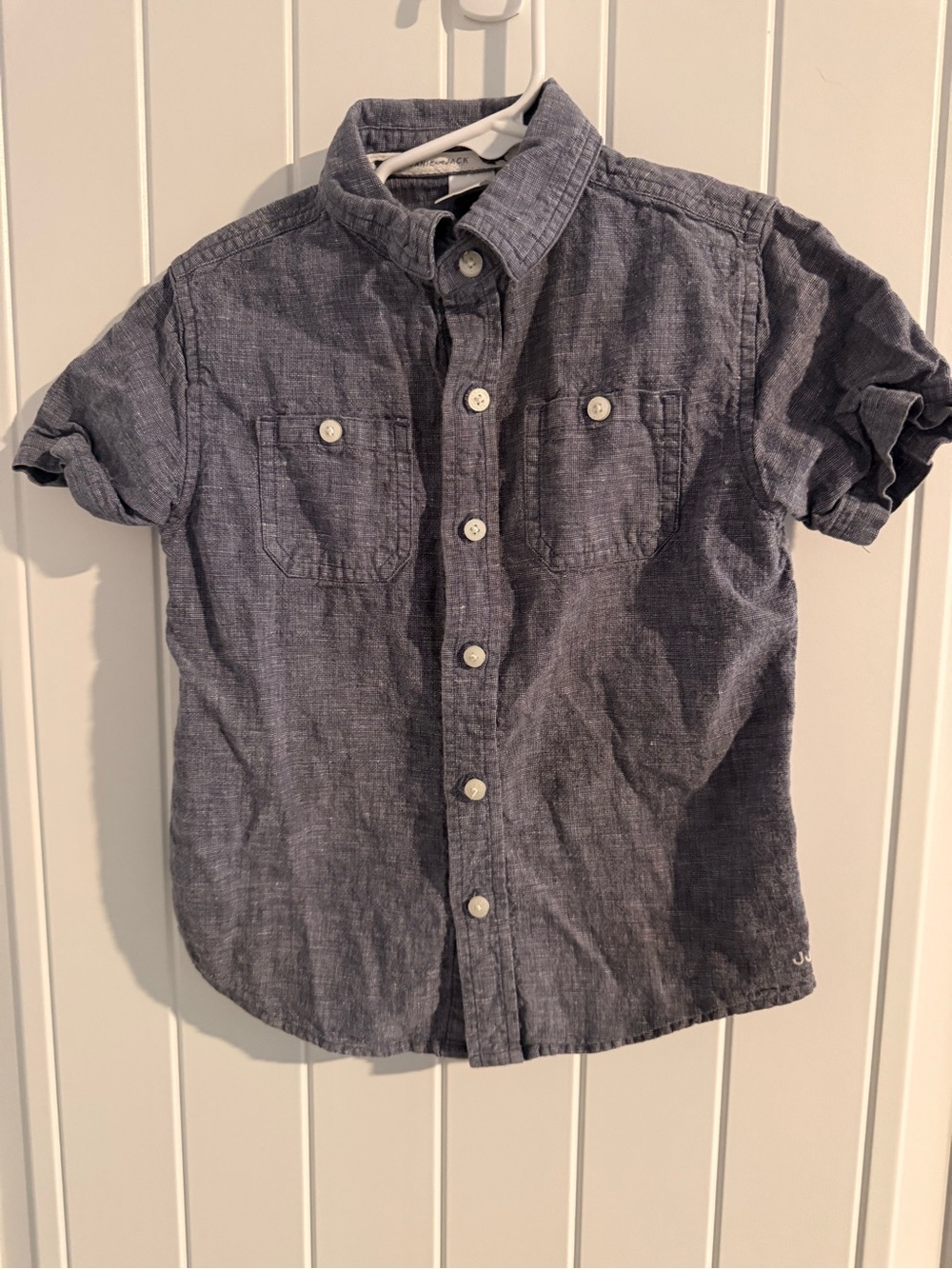 Janie and Jack Boys Linen-Blend Button-Up Shirt – Size 4